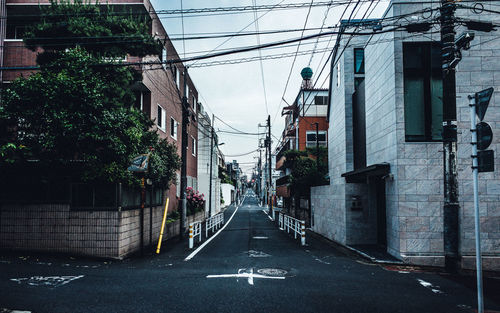 Street amidst buildings in city against sky