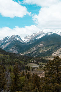 Scenic view of landscape and mountains against sky