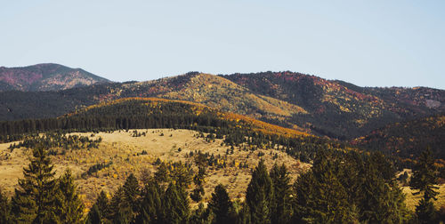 Scenic view of mountains against clear sky