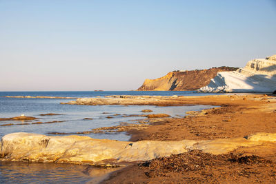 Scenic view of sea against clear sky