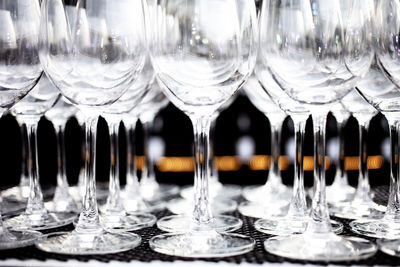 Close-up of glasses on table