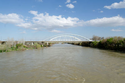 Bridge over river against sky