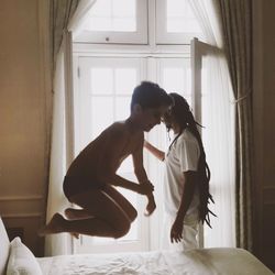 Brothers enjoying at home