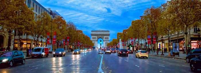 City street with buildings in background