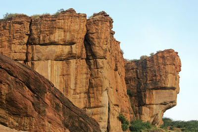 Low angle view of rock formations