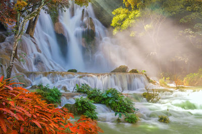 Waterfall in rain forest. tat kuang si waterfalls at luang prabang, laos