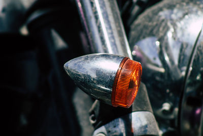 Close-up of bicycle on metal