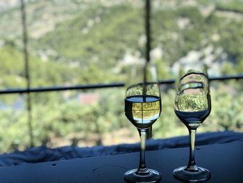 Close-up of wine glass on table