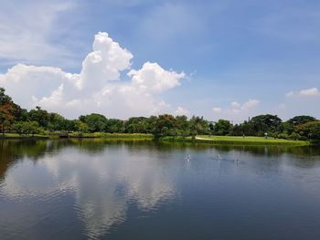 Scenic view of lake against sky