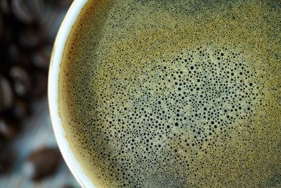 Directly above shot of coffee cup on table