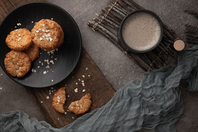 High angle view of food on table