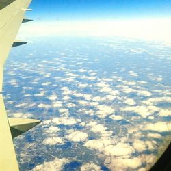 Cropped image of airplane flying over landscape