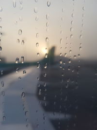 Full frame shot of raindrops on window