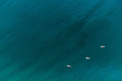 High angle view of boats in sea