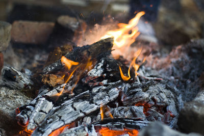 Close-up of bonfire