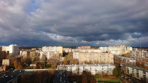 High angle view of buildings in city