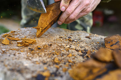 Close-up of hand holding bread