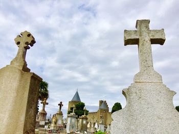 View of cemetery against building