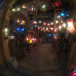 Illuminated lights at night