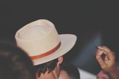 Close-up of man wearing hat 