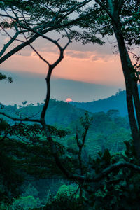 Scenic view of mountains against sky during sunset