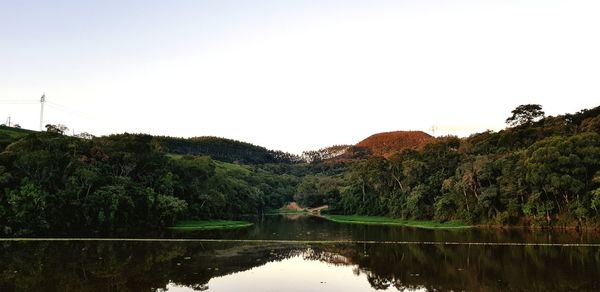 Scenic view of lake against clear sky