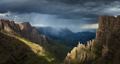 Panoramic view of mountains against sky