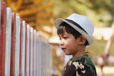 Portrait of boy looking away