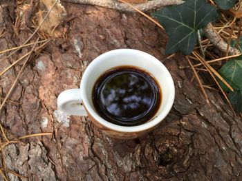 High angle view of coffee cup