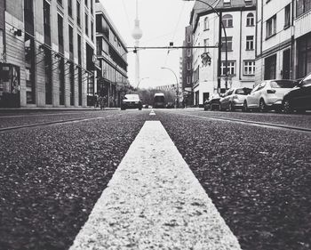 Surface level of road in city