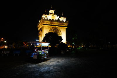 Illuminated building at night