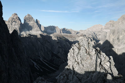 Panoramic view of rocky mountains against sky