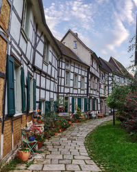 Beautiful romantic narrow alley in medieval fairytale hattingen, nrw, germany