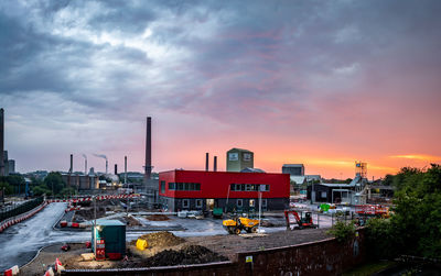 View of buildings against sky during sunset