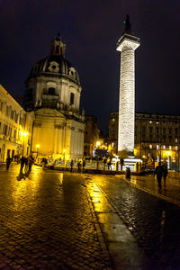 View of clock tower at night