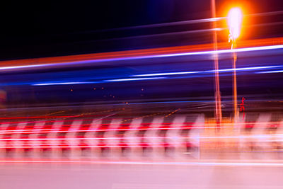 Light trails on road at night