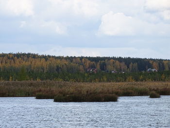 Scenic view of lake against sky