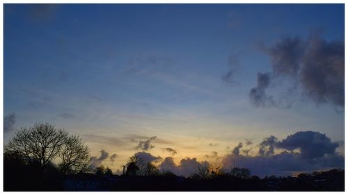 Silhouette of trees against sky at sunset