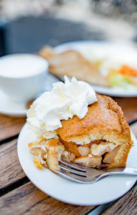 Close-up of dessert in plate on table