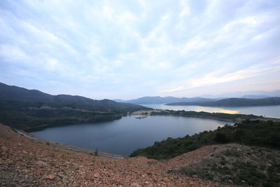 Scenic view of lake against sky