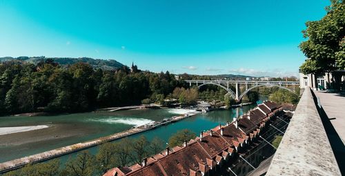 Bridge over river against clear sky