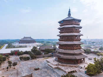 View of temple building against sky