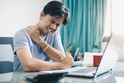 Man working on table