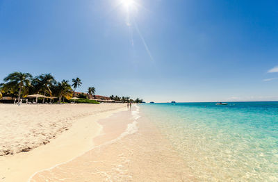 Scenic view of sea against sky on sunny day