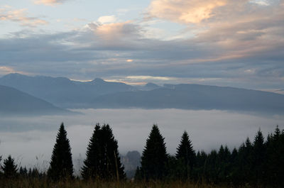 Scenic view of mountains against sky