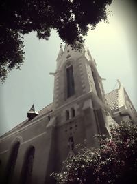 Low angle view of church against clear sky