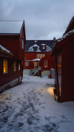 Torshavn on snow covered landscape