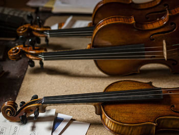 Violins on table