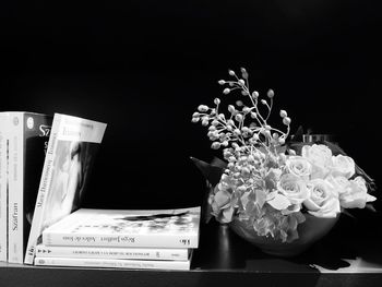 Close-up of flower bouquet against black background