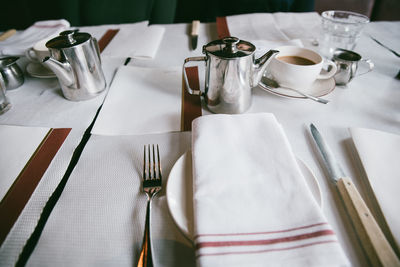 View of dining table in restaurant